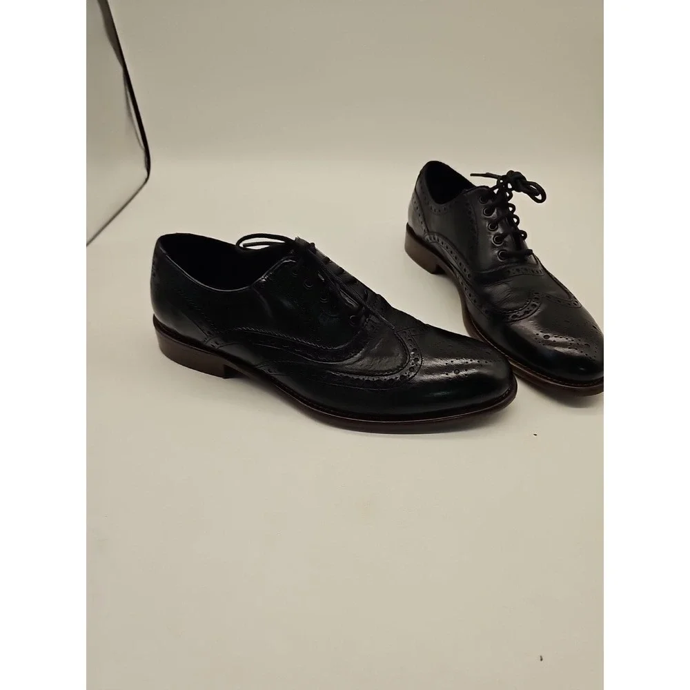 Johnston & Murphy JM 1850 Black Leather Wingtip Brogue Dress Shoes Men Sz 9M US